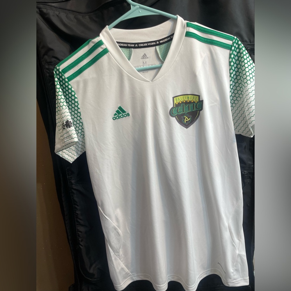 Adidas Kids White and Green Team Jersey